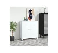 Coffre de Rangement Industriel Armoire de Rangement Etagère Stockage Meuble de Bureau Maison Intérieur Blanc 90x40x100 cm Acier