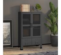 Coffre de Rangement Industriel Noir 70x40x115 cm Métal Armoire Bureau vidaXL