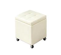 Coffre De Rangement Intérieur avec Assise Rembourrée Coffre Tabouret Repose-Pieds Bout De Lit roulettes Revêtement en Pouf Repose-Pieds pour Chambre À Coucher Salon(White2,47.2" x 15.7" x 18.1")
