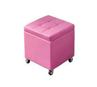 Coffre De Rangement Intérieur avec Assise Rembourrée Coffre Tabouret Repose-Pieds Bout De Lit roulettes Revêtement en Pouf Repose-Pieds pour Chambre À Coucher Salon(Pink,17.5" x 11.8" x 0.39")
