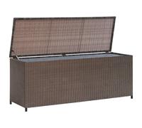 Coffre De Rangement Jardin 120x50x60 Cm Résine Tressée Marron Vérin Gaz