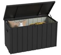 Coffre de rangement jardin capacité 450L - vérin à gaz, roulettes, poignée - acier PP anthracite Gris