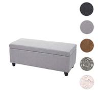 Coffre de rangement Kriens, banc, tissu/textile, 45x114x45cm gris clair