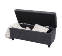 Coffre de rangement Kriens, banc, tissu/textile, 45x114x45cm gris foncé