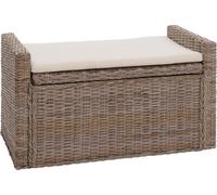 Coffre de rangement M92, coffre Banc de vestiaire, coussin Kubu rotin 88cm ~ gris-brun