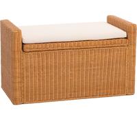 Coffre de rangement M92, coffre Banc de vestiaire, coussin Kubu rotin 88cm ~ miel