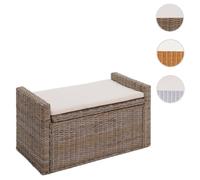 Coffre de rangement M92, coffre Banc de vestiaire, coussin Kubu rotin 88cm gris-brun