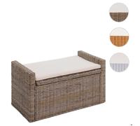 Coffre De Rangement M92, Coffre Banc De Vestiaire, Coussin Kubu Rotin 88cm Gris-Brun Multicolore