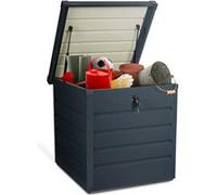 IDMarket - Coffre de Rangement métal verrouillable Gris Anthracite pour Jardin 200L 68x62,5x63 cm