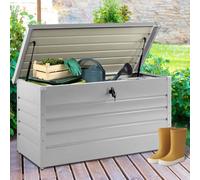 Coffre De Rangement Métal Verrouillable Gris Clair Pour Jardin 350l 120x62,5x63 Cm Gris