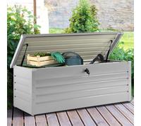 Coffre De Rangement Métal Verrouillable Gris Clair Pour Jardin 600l 165x70x63 Cm Gris