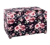 Coffre de Rangement Motif Fleurs 65cm Noir & Rose Noir G