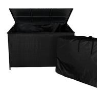 Coffre de rangement Noir en rotin extérieur pour coussins - 582L 80x138x70cm