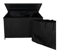 Coffre de rangement en rotin noir, Grande capacité 582 L, Portable avec roues & poignée, Résistant aux UV & intempéries, Ouverture assistée par gaz, Jardin Patio Terrasse [Sac imperméable inclus]