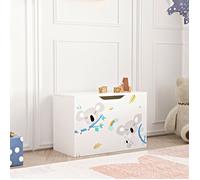 [en.casa] Coffre à Jouets pour Enfant Meuble de Rangement à Couvercle Rabattable Banc à Motif Koala Capacité de Charge 70 kg Panneau de Particules 40 x 60 x 30 cm Blanc Gris Bleu
