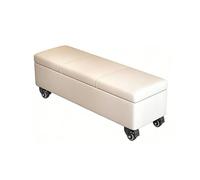 Coffre De Rangement Ottoman avec Espace De Stockage avec roulettes Banc Intérieur Repose-Pieds pour Salon Chambre Entrée Matière en Cuir(White2,30x40x70cm)