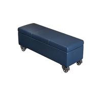 Coffre De Rangement Ottoman avec Espace De Stockage avec roulettes Banc Intérieur Repose-Pieds pour Salon Chambre Entrée Matière en Cuir(Dark Blue,30x40x70cm)