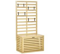 Outsunny Boîte de Rangement avec Treillis, 4 Étagères Suspendues, Porte Magnétique, Bois Massif, Naturel, 80 x 45 x 160 cm