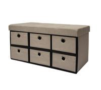 Coffre de Rangement pliante - DuneDesign - 6 tiroirs - 80L - Beige/Gris