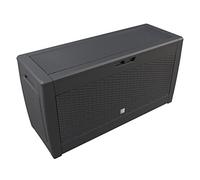 Coffre de Rangement Polyrotin Anthracite Malle 310 litres Stockage Coussins avec roulettes Extérieur Jardin