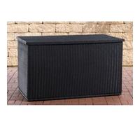 CLP Coffre De Rangement en Polyrotin Comfy Fibres Rondes I Rangement pour Les Coussins De Jardin en Résine Tressée, Couleur:Noir, Taille:125 litres