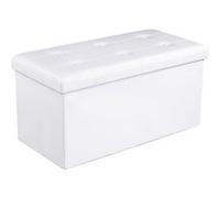 SONGMICS Banc de Rangement, Bout de Lit, Siège, Coffre, Volume 80L, Capacité de Charge 300 kg, Surface en PVC, Pembourré, pour Salon, Chambre, Entrée, Blanc LSF106