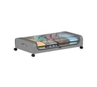 Coffre de rangement sous lit, arceau courbé avec roulettes et couvercle transparent, en tissu Oxford + PVC, gris