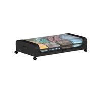 Coffre de rangement sous lit, arceau courbé avec roulettes et couvercle transparent, en tissu Oxford + PVC, noir