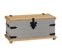 IDIMEX Coffre de Rangement Tequila Malle rectangulaire en Bois Style Mexicain avec abattant, en pin Massif lasuré Gris et Brun