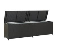 vidaXL Boîte de rangement de jardin Résine tressée 200x50x60 cm Noir