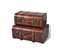 Coffre de rangement vintage Bois Marron 2 pcs