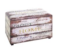 HAKU Coffre de rangement motif, tissu synthétique aspect cuir, MDF, 65×40×42 cm, style industriel