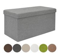 Coffre de Rangement XXL pliante 76x38x38cm incl 2 cloisons 80L Pouf pliable Repose-pieds rectangulaire rembourré Gris Clair