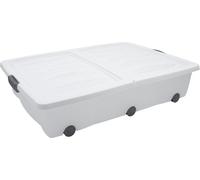Coffre de rangement XXL sous le lit avec fermeture pliante blanc - 60 litres - coffre de rangement sur roulettes Coffre à jouets sous le lit
