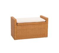 Coffre de stockage, banquette M92 rotin avec coussin Kissen 88cm ~ doré