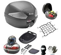 Coffre de toilette B29NT2 TECH+plaque Givi pour 1 casque intégral ou jet 29 l inserts transparents pour moto - Cooter avec porte-bagages arrière compatible avec P-Iaggio V-ESPA 50 Special
