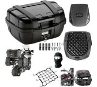 Coffre de toilette TRKKER 52 BB Lite + plaque E251+filet + tapis Givi pour 2 casques intégraux/jet 52 l SECURITY LOOCK MOTO-SCOOTER avec porte-bagages compatible avec gaz gaz TXT 300 Pro Racing
