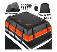 Coffre de Toit - 640L - Sac de Toit Voiture Étanche PVC 130*104*45 cm,10 Sangles 6 Crochets de Porte,Tapis,Serrure