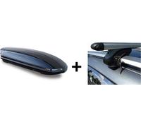 Coffre de toit à skis noir VDP-MAA460G grand coffre de toit compatible avec les skis 460 litres verrouillable + barres de toit en aluminium pour Audi A4 Allroad à partir de 08