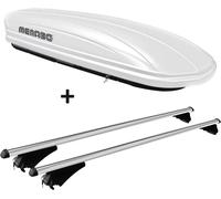 Coffre de toit blanc VDP-MAA 460W Coffre de toit pour voiture 460 litres verrouillable + barres de toit en aluminium sur rail en kit compatible avec Peugeot Kadjar à partir de 2015