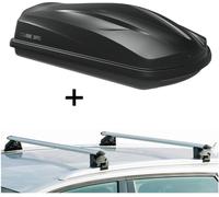 Coffre de toit/coffre à bagages CUBE370 + barres de toit CRV107A compatibles avec Renault Kadjar 5 portes à partir de 2015