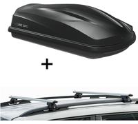 Coffre de toit/coffre à bagages CUBE370 + barres de toit CRV135 compatibles avec Honda Z 3 99-02