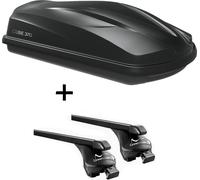 Coffre de toit/coffre à bagages CUBE370 + barres de toit Quick Stahl XL compatibles avec Audi A6 SW (C6) (C7) à partir de 2005