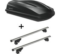 Coffre de toit/coffre à bagages CUBE370 + barres de toit/rails VDPLION1 compatibles avec Saab 9-4 X (5 portes) 10-11
