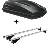 Coffre de toit/coffre à bagages CUBE370 + barres de toit Tiger XL compatibles avec Audi A4 8K Avant 08-14