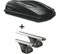 Coffre de toit/coffre à bagages CUBE370 + barres de toit VDP compatibles avec Mazda 3 I 4-5 portes 2004-2009