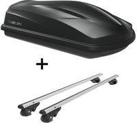 Coffre de toit/coffre à bagages CUBE370 + barres de toit VDP004 XL compatibles avec Audi A6 Allroad 2006-2011