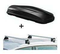 Coffre de toit/coffre à bagages CUBE470 + barres de toit CRV120A compatibles avec Skoda Fabia III SW à partir de 15 ans