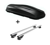 Coffre de toit/coffre à bagages CUBE470 + barres de toit VDP004 L compatibles avec Kia Sportage JE 04-10