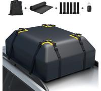 Coffre de toit COSTWAY 400L pour voiture, coffre de toit étanche avec 6 crochets de porte, serrure à combinaison, tapis antidérapant & sac de transport, sac de toit pliable coffre à bagages pour voitu